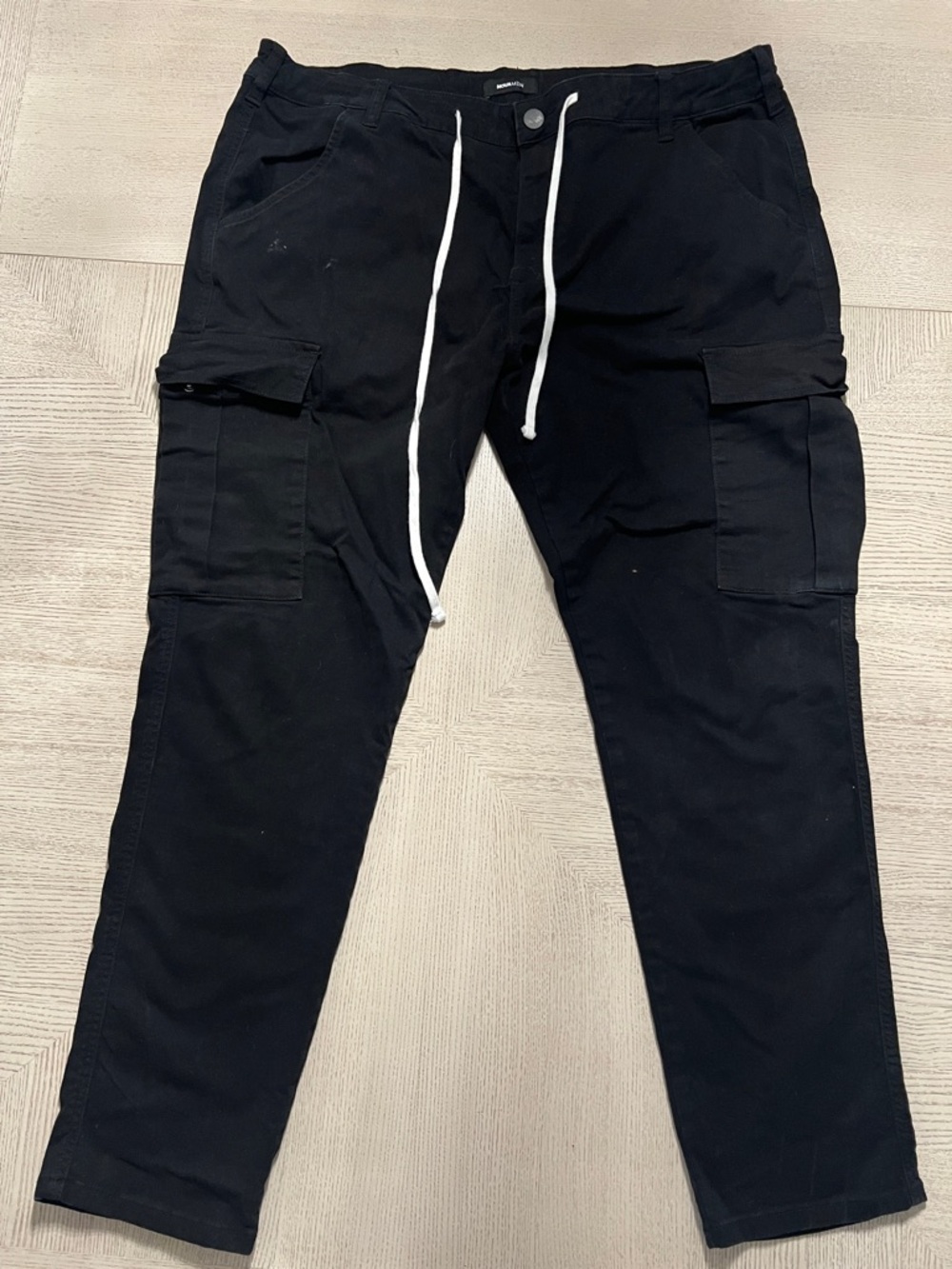 Men’s Fashion Nova Black Cargo Pants with Drawstring